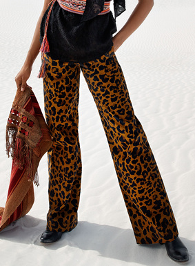 Fashion Trousers Five-Pocket Trousers Biba Five-Pocket Trousers black-pink leopard pattern casual look 